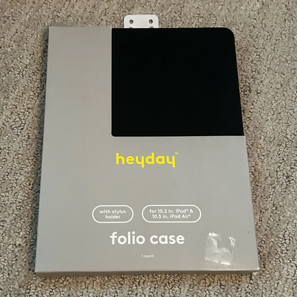 Heyday Black Folio Case for Apple 10.2” iPad and 10.5” iPad Air. NIB.